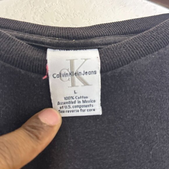 Calvin Klein VTG Graphic T Shirt Men L Black Minimal Classic Retro Streetwear - Picture 3 of 12